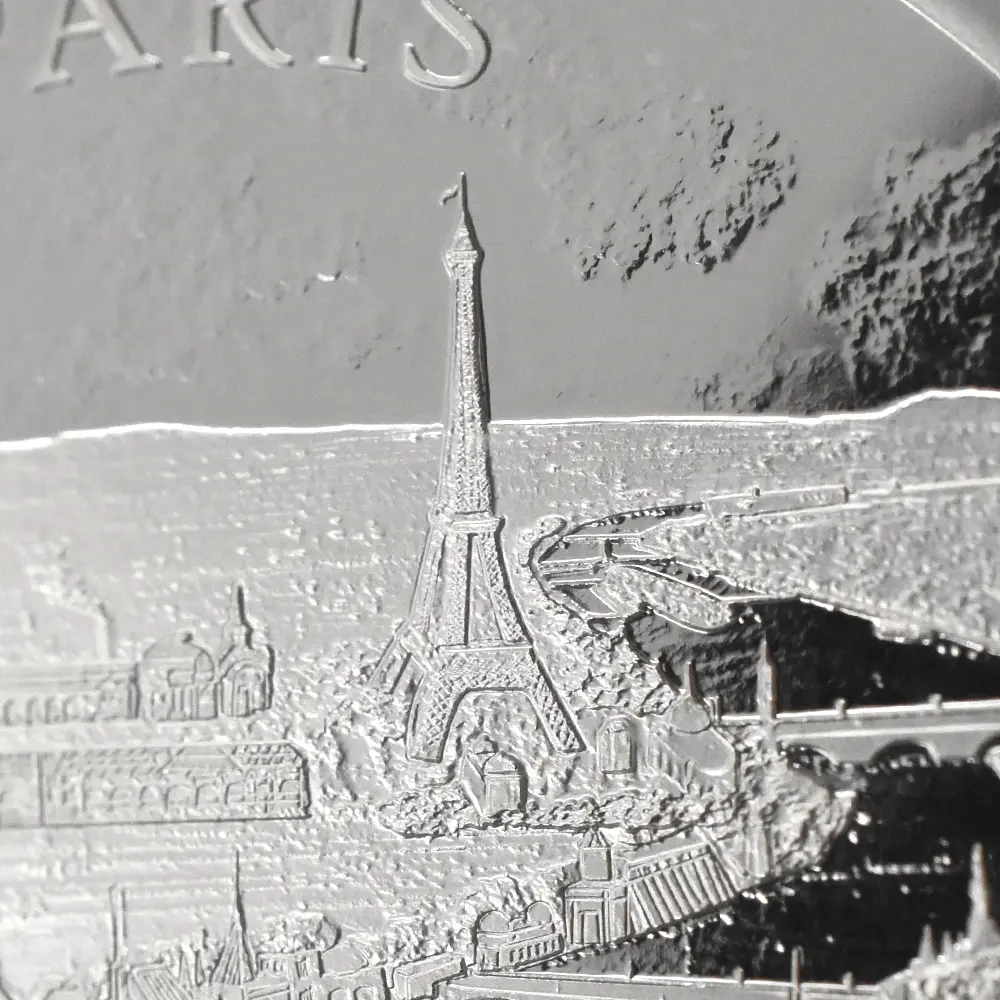 モダンコイン10:6639 2024 チャールズ3世 都市景観シリーズ第3弾 パリ5ポンド2オンス銀貨 発行即日鑑定品 NGC PF70UC 箱付き