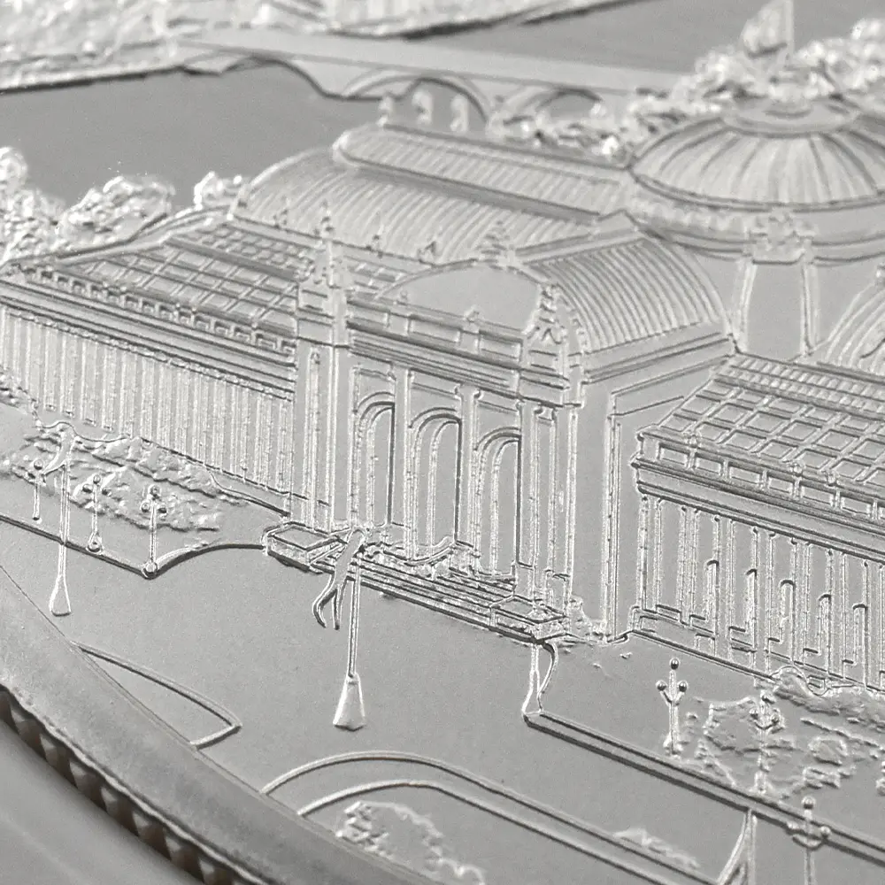 モダンコイン11:6639 2024 チャールズ3世 都市景観シリーズ第3弾 パリ5ポンド2オンス銀貨 発行即日鑑定品 NGC PF70UC 箱付き