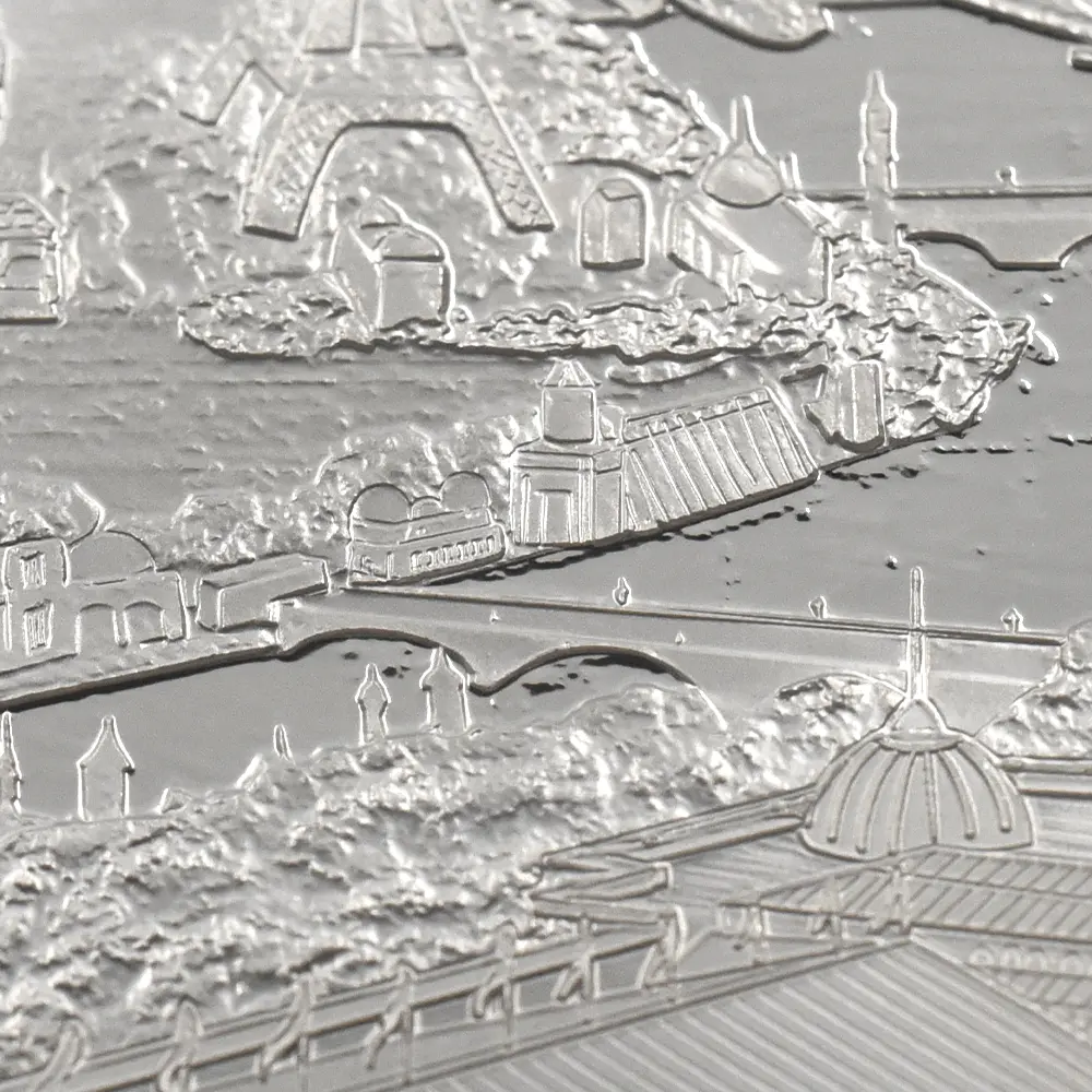 モダンコイン10:6640 2024 チャールズ3世 都市景観シリーズ第3弾 パリ10ポンド5オンス銀貨 発行即日鑑定品 NGC PF70UC 箱付き