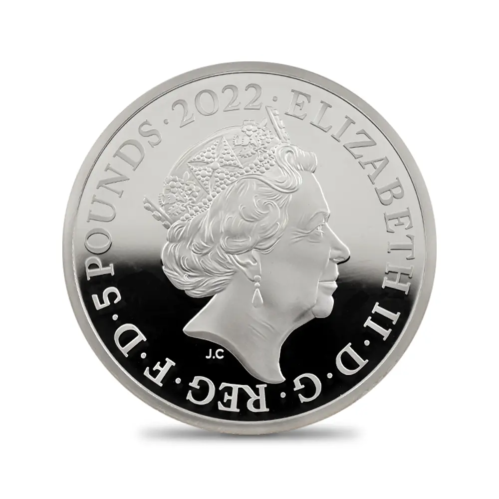 モダンコイン3:6641 2022 エリザベス2世 都市景観シリーズ第1弾 ロンドン 5ポンド2オンス銀貨 発行即日鑑定品 NGC PF70UC 箱付き