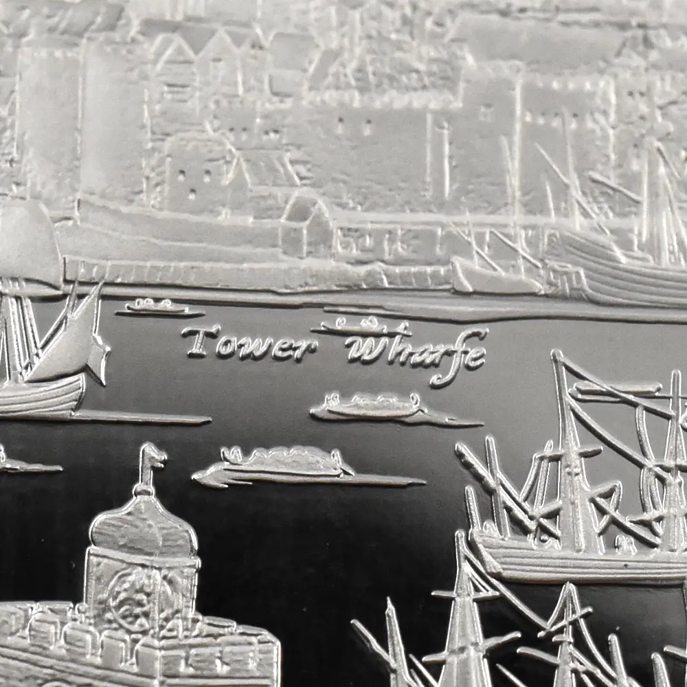 モダンコイン10:6641 2022 エリザベス2世 都市景観シリーズ第1弾 ロンドン 5ポンド2オンス銀貨 発行即日鑑定品 NGC PF70UC 箱付き