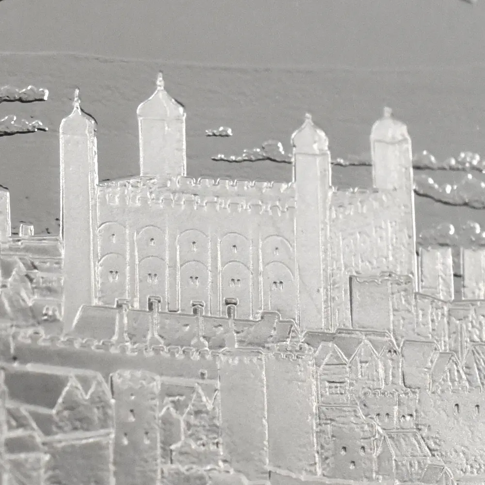 モダンコイン11:6641 2022 エリザベス2世 都市景観シリーズ第1弾 ロンドン 5ポンド2オンス銀貨 発行即日鑑定品 NGC PF70UC 箱付き