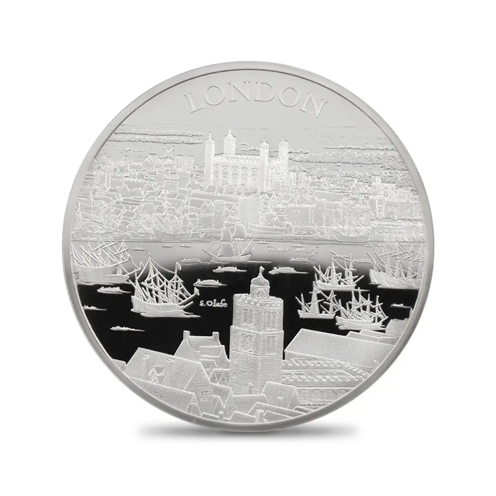 モダンコイン2:6642 2022 エリザベス2世 都市景観シリーズ第1弾 ロンドン 10ポンド5オンス銀貨 発行即日鑑定品 NGC PF70UC 箱付き
