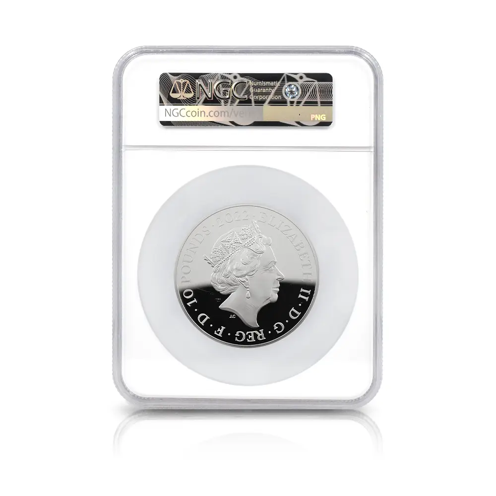 モダンコイン5:6642 2022 エリザベス2世 都市景観シリーズ第1弾 ロンドン 10ポンド5オンス銀貨 発行即日鑑定品 NGC PF70UC 箱付き