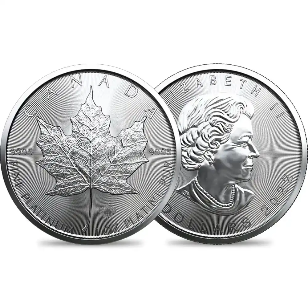 地金型4：2504 カナダ 2022 メイプルリーフ 50ドル 1オンス プラチナ貨 【1枚】