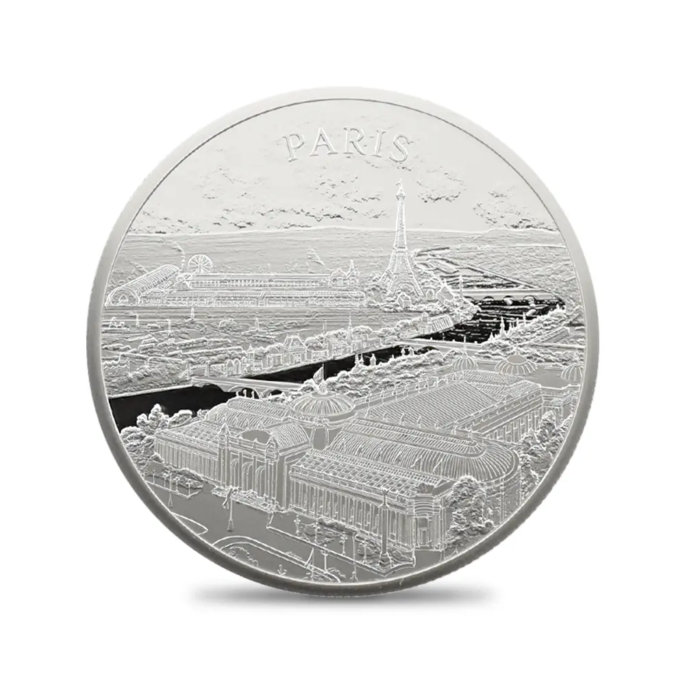モダンコイン2：6645 2024 チャールズ3世 都市景観シリーズ第3弾 パリ 5ポンド2オンス銀貨 発行即日鑑定品 NGC PF70UC 箱付き