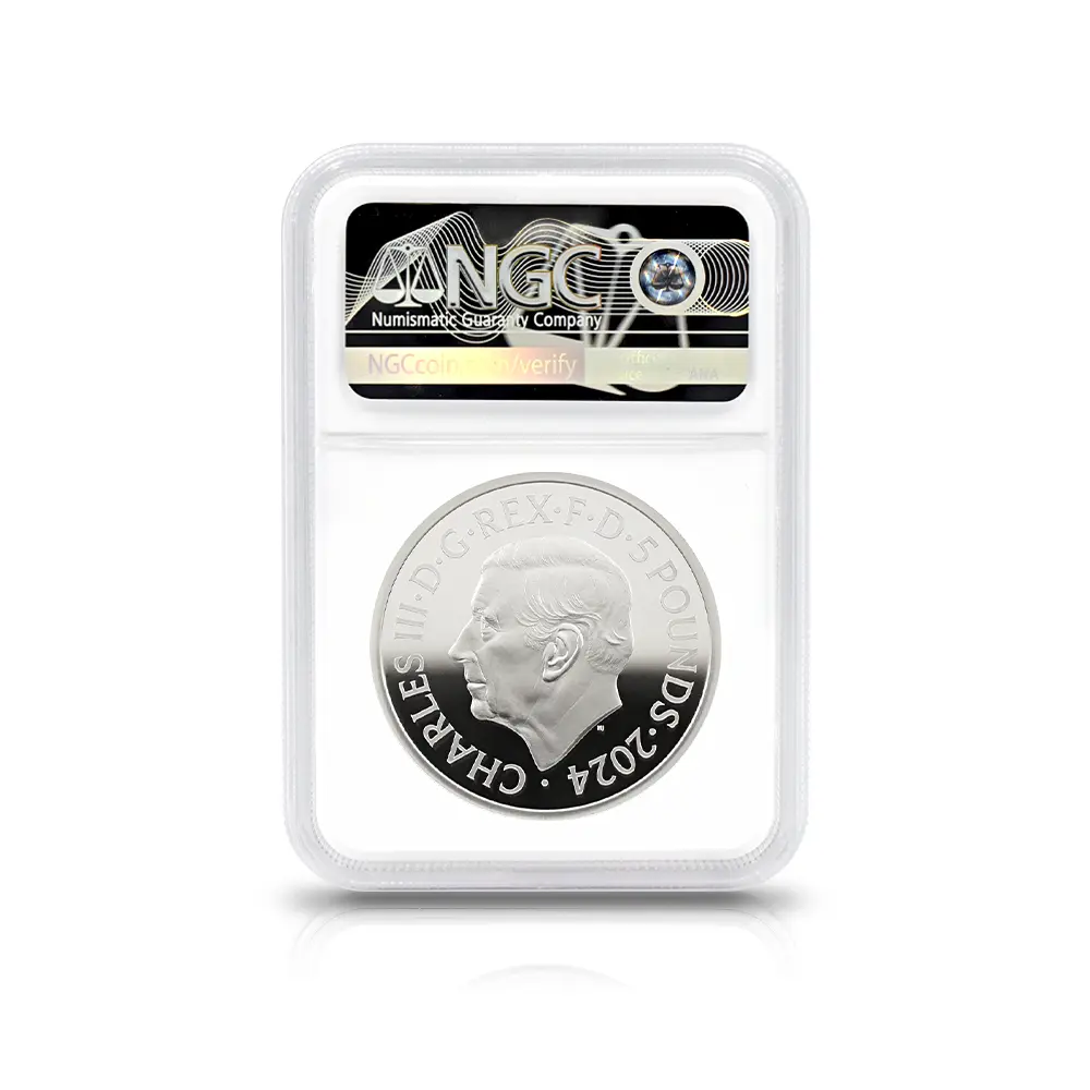 モダンコイン5：6645 2024 チャールズ3世 都市景観シリーズ第3弾 パリ 5ポンド2オンス銀貨 発行即日鑑定品 NGC PF70UC 箱付き