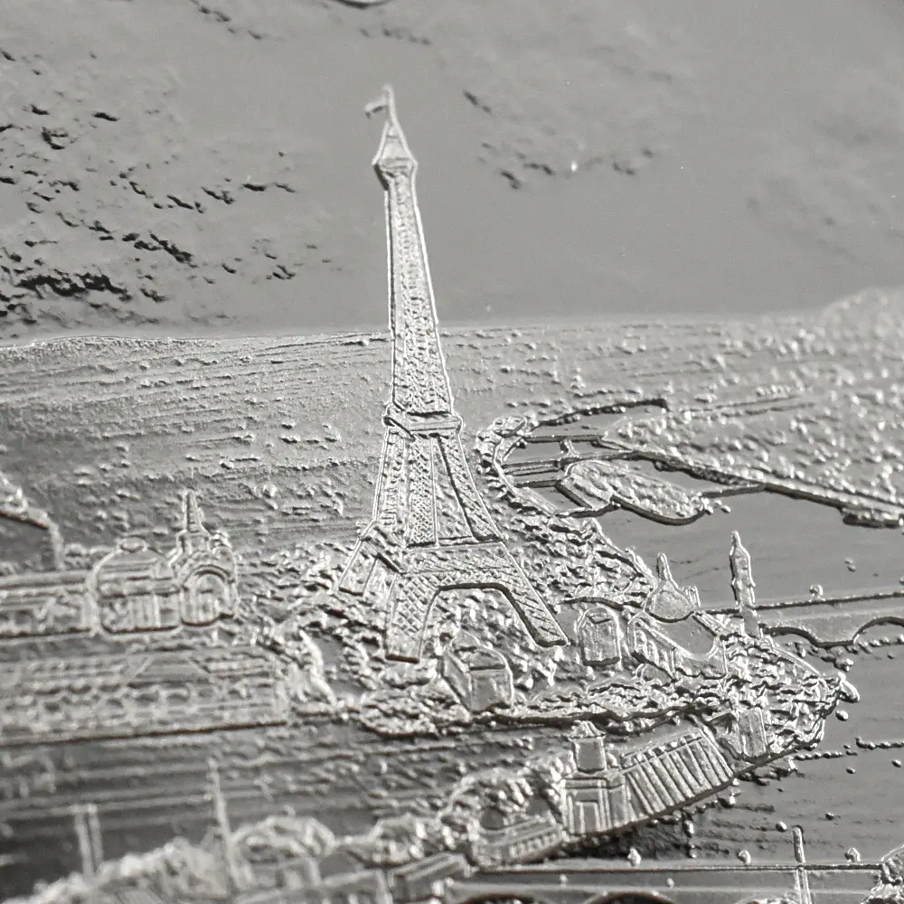 モダンコイン10：6643 2024 チャールズ3世 都市景観シリーズ第3弾 パリ 2ポンド1オンス銀貨 発行即日鑑定品 NGC PF70UC 箱付き