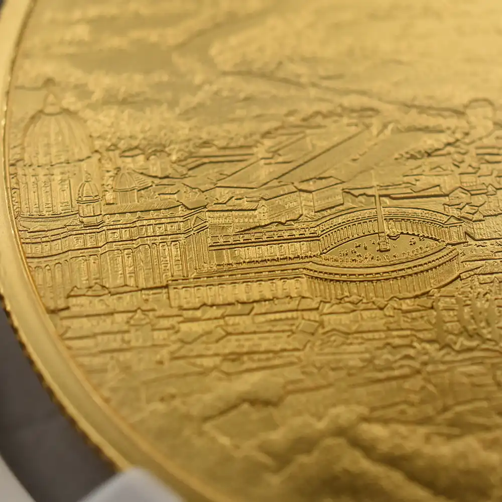 モダンコイン10：6646 2022 エリザベス2世 都市景観シリーズ第2弾 ローマ 100ポンド1オンス金貨 発行即日鑑定品 NGC PF70UC 箱付き