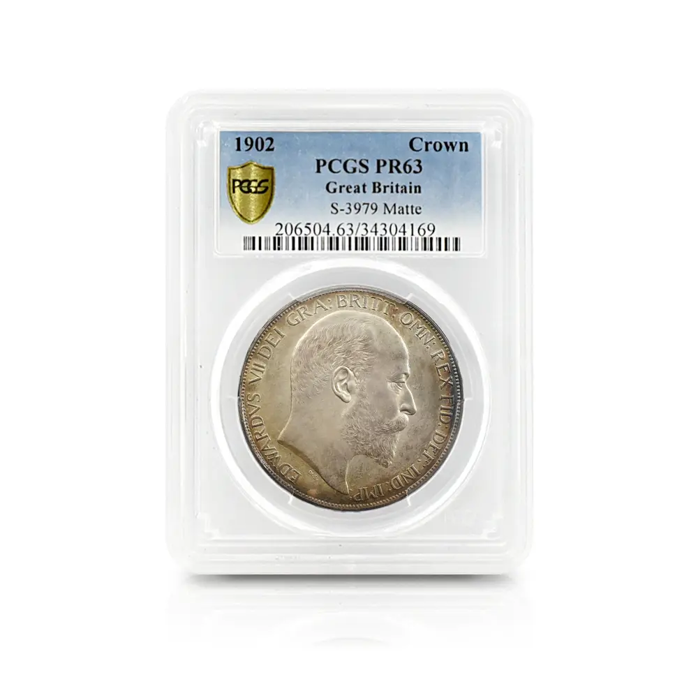 アンティークコイン4：5274 1902 エドワード7世 聖ジョージ竜退治 クラウン銀貨 PCGS PR63 S-3979 Matte