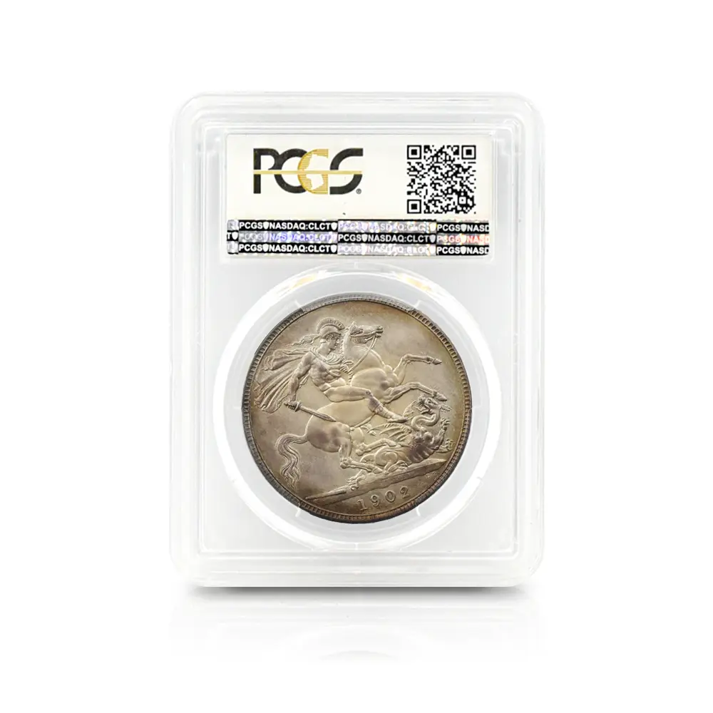 アンティークコイン5：5274 1902 エドワード7世 聖ジョージ竜退治 クラウン銀貨 PCGS PR63 S-3979 Matte
