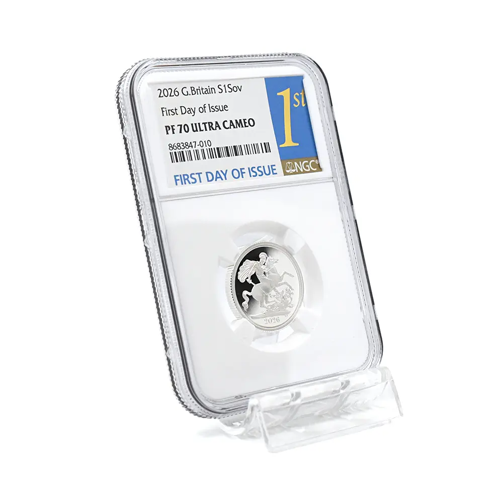 モダンコイン6:6662 2026 チャールズ3世 聖ジョージ竜退治 ソブリン銀貨 発行即日鑑定品 NGC PF70UC 箱付き
