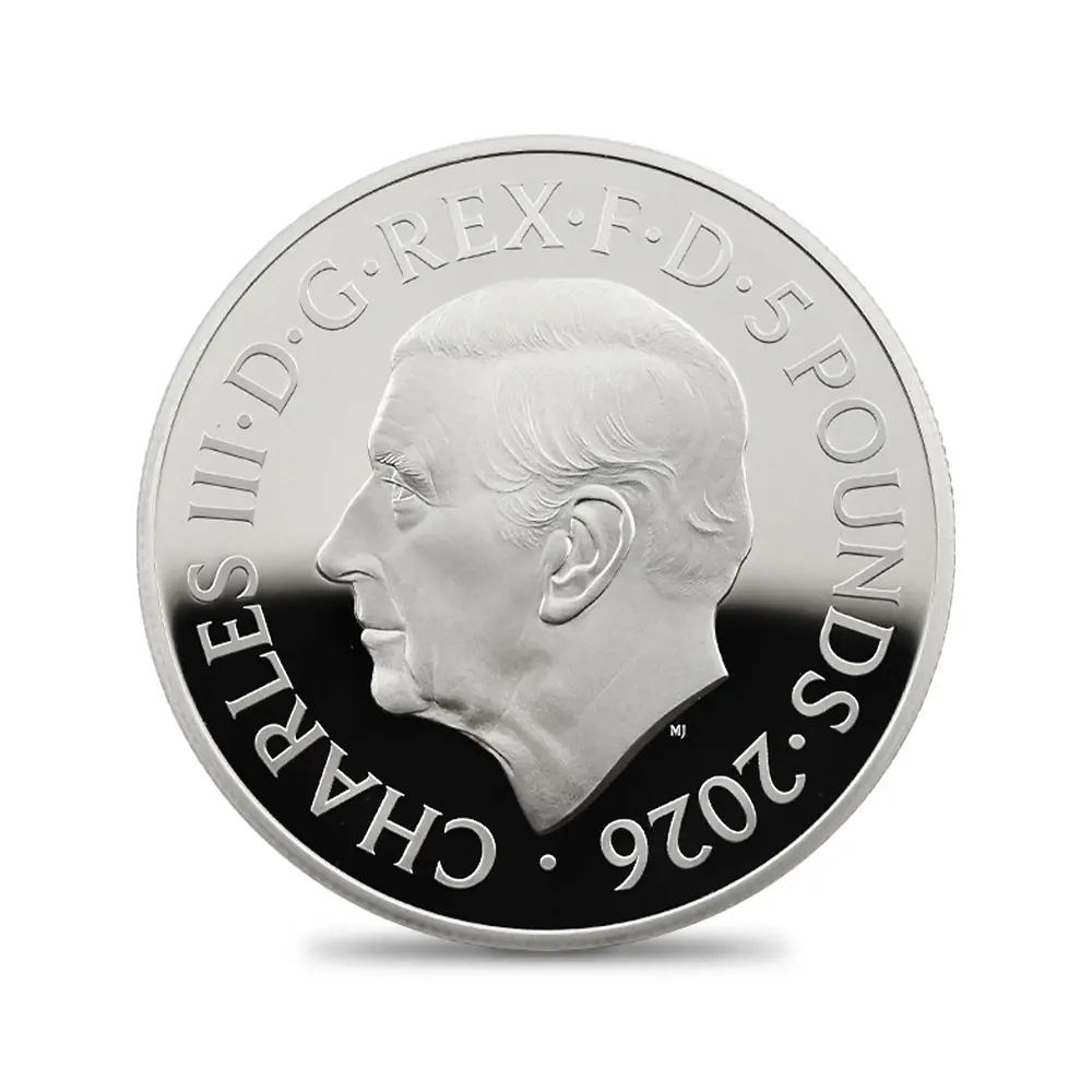 モダンコイン3：6428 2026 チャールズ3世 エリザベス2世のコイン肖像シリーズ 第二弾 ヤングエリザベス 5ポンドプルーフ銀貨 未鑑定 箱付き