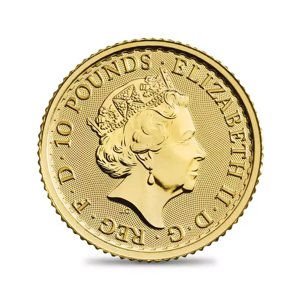 地金型3：2517 イギリス 2023 エリザベス2世 ブリタニア 10ポンド 1/10オンス 地金型金貨 【1枚】 (ブリスターパック付き)
