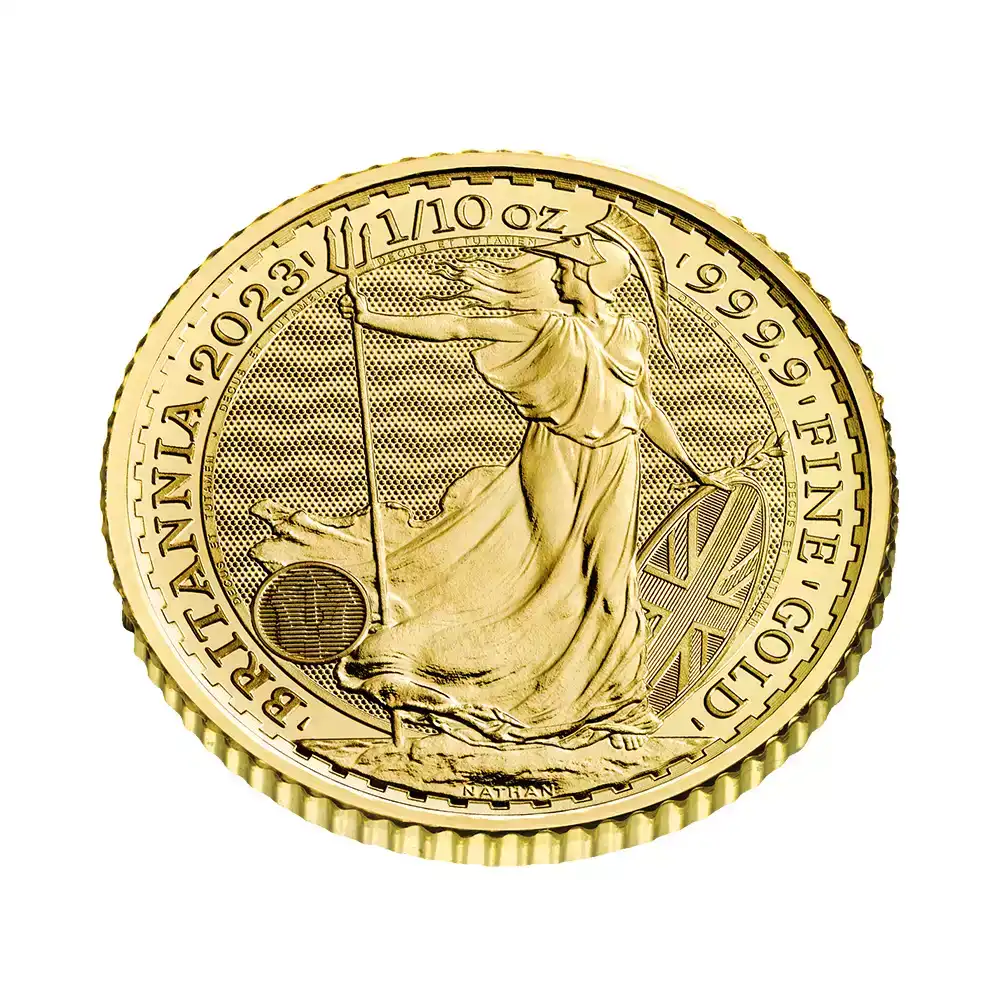地金型4：2517 イギリス 2023 エリザベス2世 ブリタニア 10ポンド 1/10オンス 地金型金貨 【1枚】 (ブリスターパック付き)
