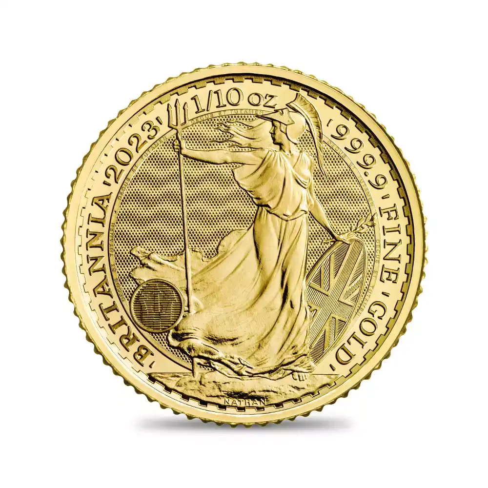 地金型2：2517 イギリス 2023 エリザベス2世 ブリタニア 10ポンド 1/10オンス 地金型金貨 【1枚】 (ブリスターパック付き)