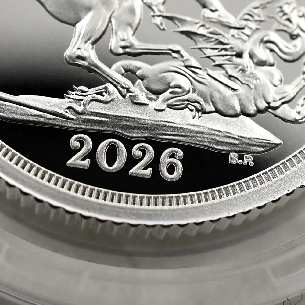 モダンコイン10：6664 2026 チャールズ3世 聖ジョージ竜退治 ソブリンプルーフ銀貨 未鑑定 箱付き