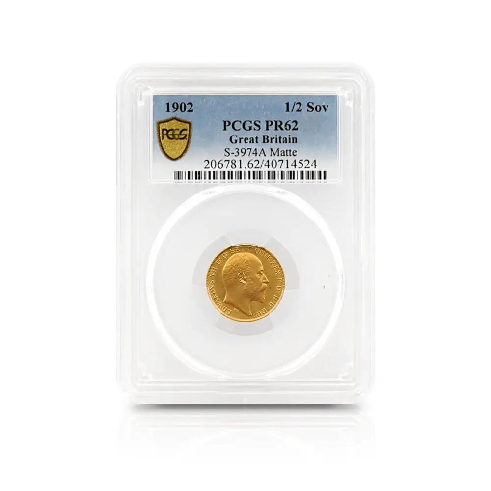 アンティークコイン4：5290 1902 エドワード7世 聖ジョージ竜退治 1/2ソブリン金貨 PCGS PR62 S-3974A Matte