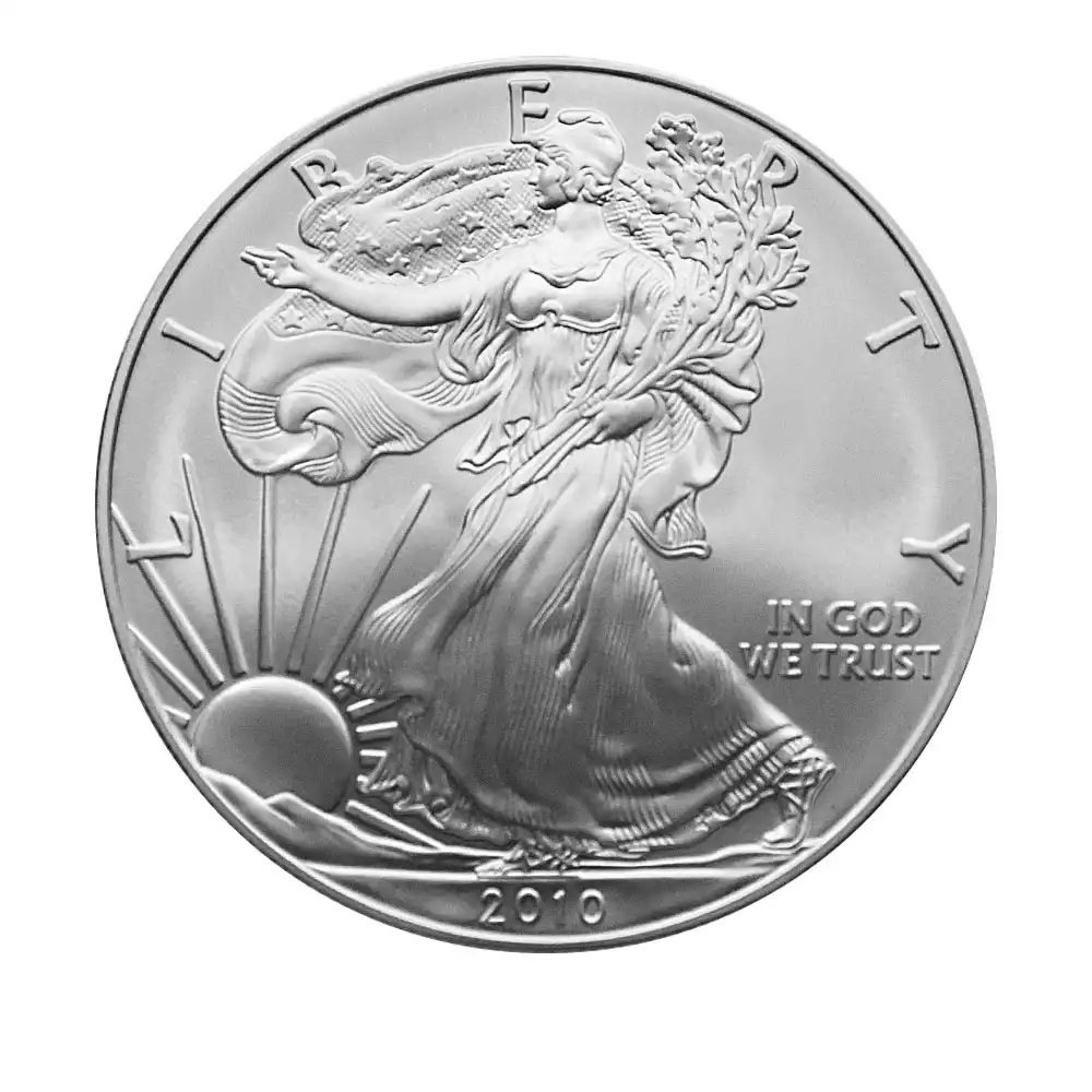 地金型2：2524 アメリカ 2010 イーグル 1ドル 1オンス 銀貨 【1枚】 (コインケース付き)