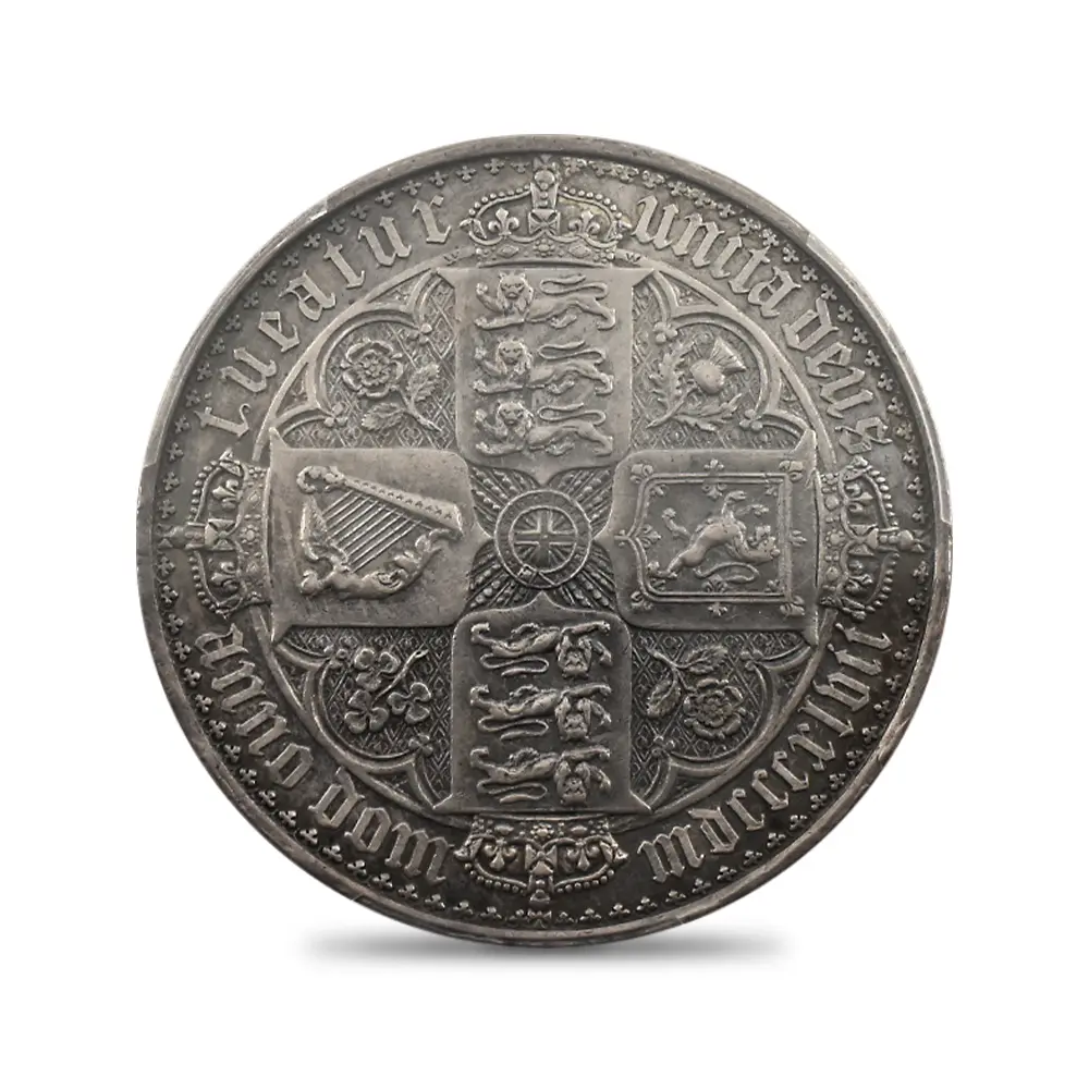 アンティークコイン3：6674 1847 ヴィクトリア女王 ゴチッククラウン銀貨 アンデシモエッジ PCGS PR55 Esc-2571