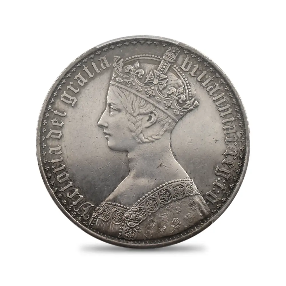 アンティークコイン2：6674 1847 ヴィクトリア女王 ゴチッククラウン銀貨 アンデシモエッジ PCGS PR55 Esc-2571
