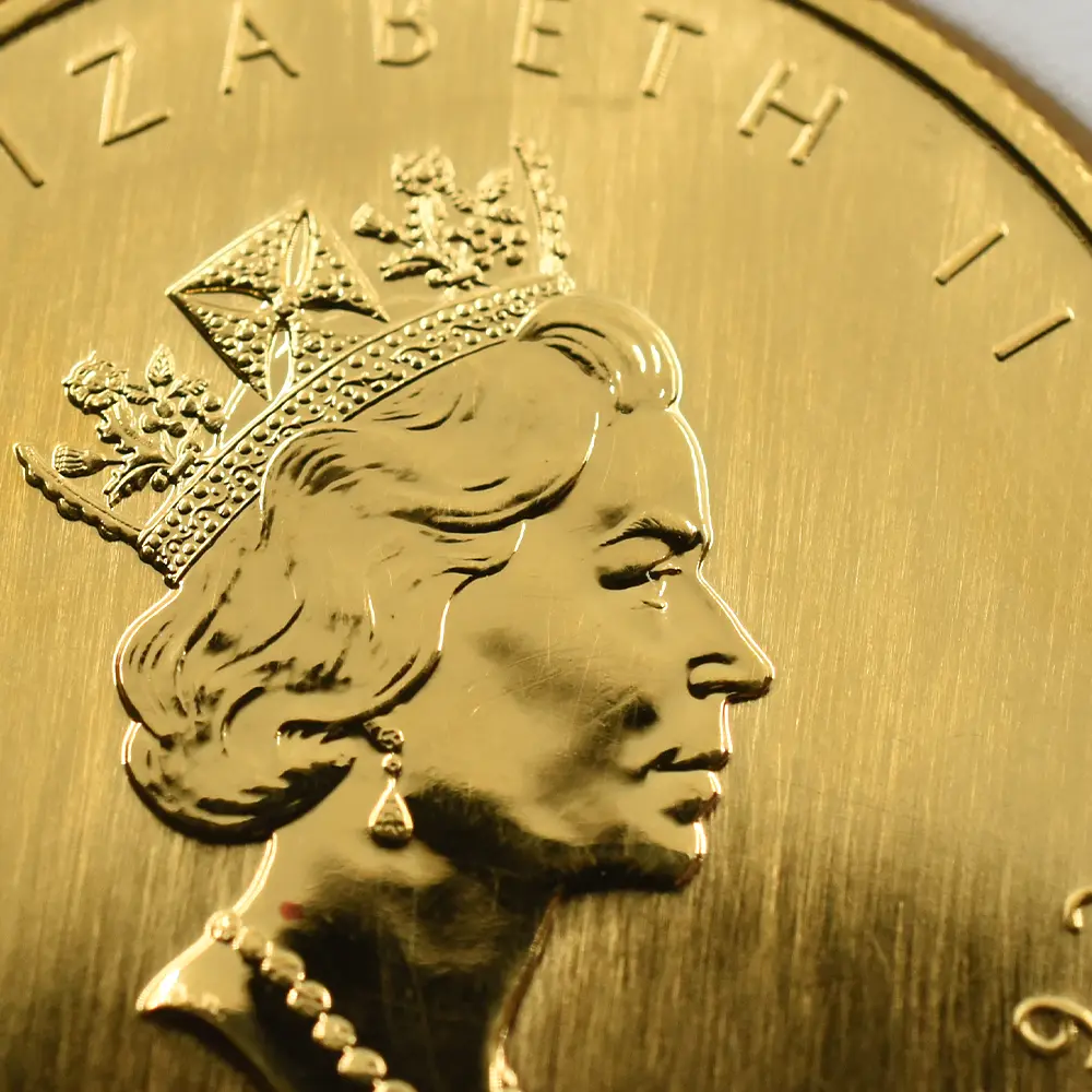 地金型6：6680 カナダ 1992 エリザベス2世 メイプルリーフ 50ドル 1オンス 地金型金貨 【1枚】 (コインケース付き)