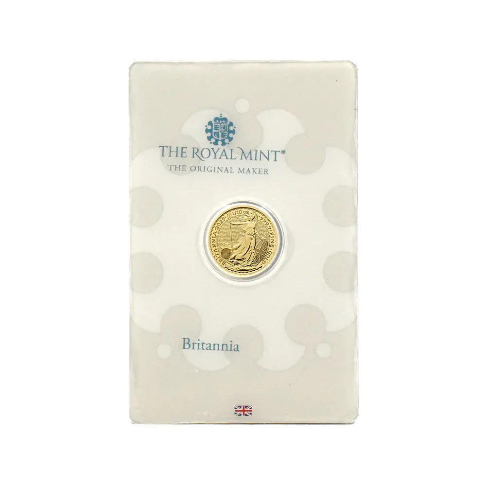 地金型4：6676 【プリントエラー】イギリス 2025 チャールズ3世 ブリタニア 10ポンド 1/10オンス 金貨 【1枚】(ブリスターパック付き)