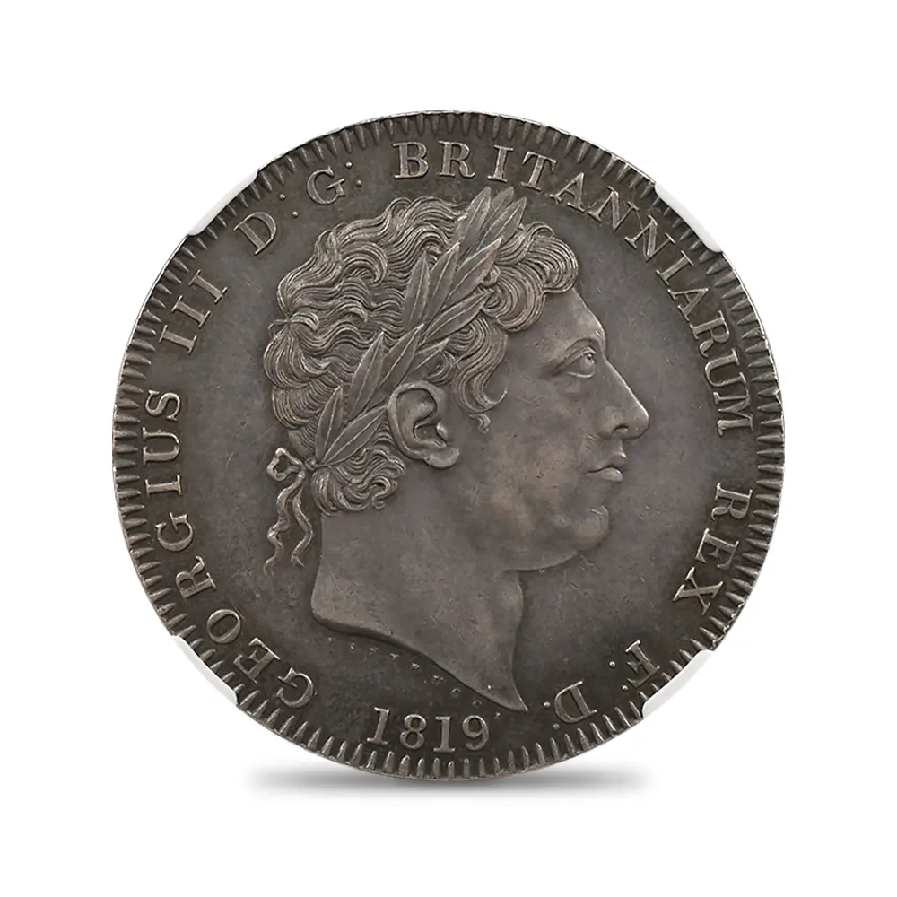 アンティークコイン2:6682 1819 LX ジョージ3世 聖ジョージ竜退治 クラウン銀貨 NGC AU58