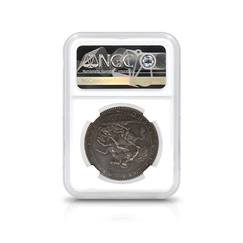 アンティークコイン5:6682 1819 LX ジョージ3世 聖ジョージ竜退治 クラウン銀貨 NGC AU58