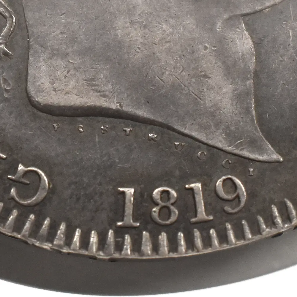 アンティークコイン9:6682 1819 LX ジョージ3世 聖ジョージ竜退治 クラウン銀貨 NGC AU58