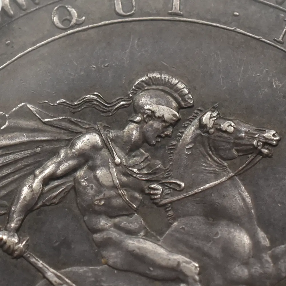 アンティークコイン10:6682 1819 LX ジョージ3世 聖ジョージ竜退治 クラウン銀貨 NGC AU58