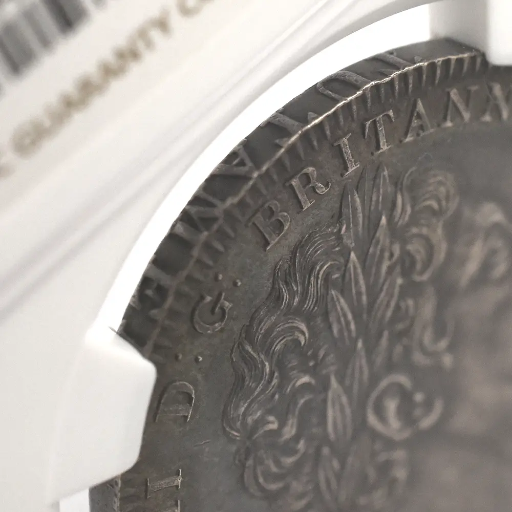 アンティークコイン13:6682 1819 LX ジョージ3世 聖ジョージ竜退治 クラウン銀貨 NGC AU58