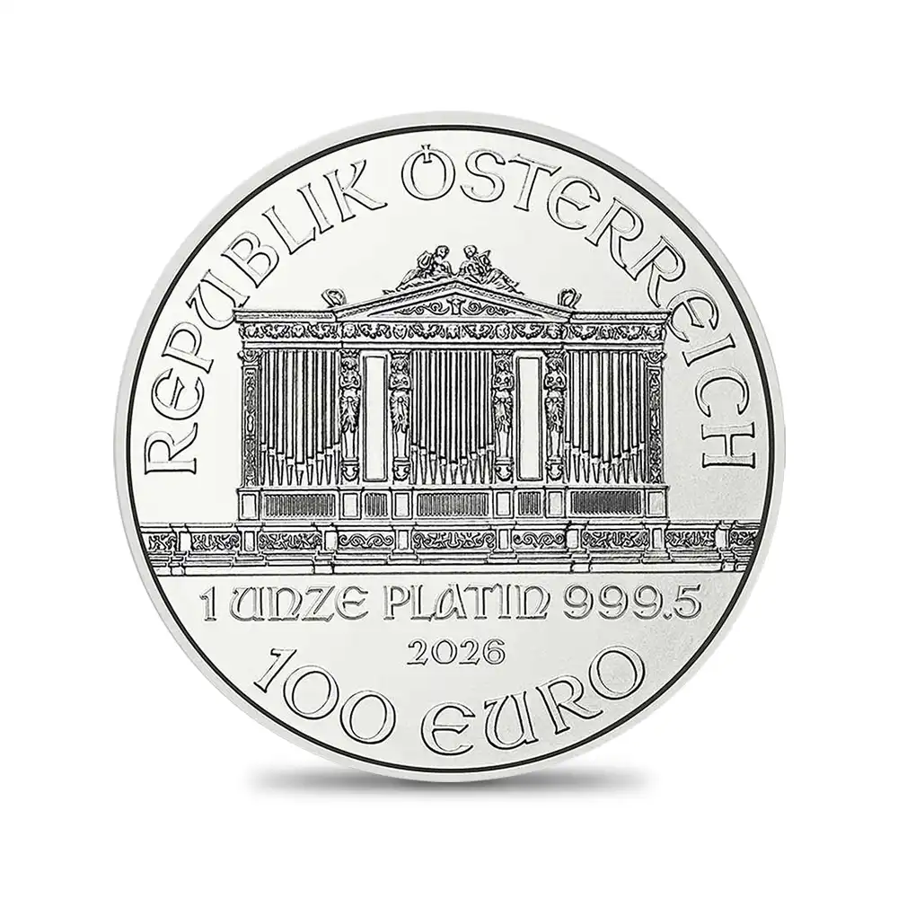 地金型3：6672 オーストリア 2026 ウィーンフィル 100ユーロ 1オンス プラチナ貨 【1枚】 (コインケース付き)