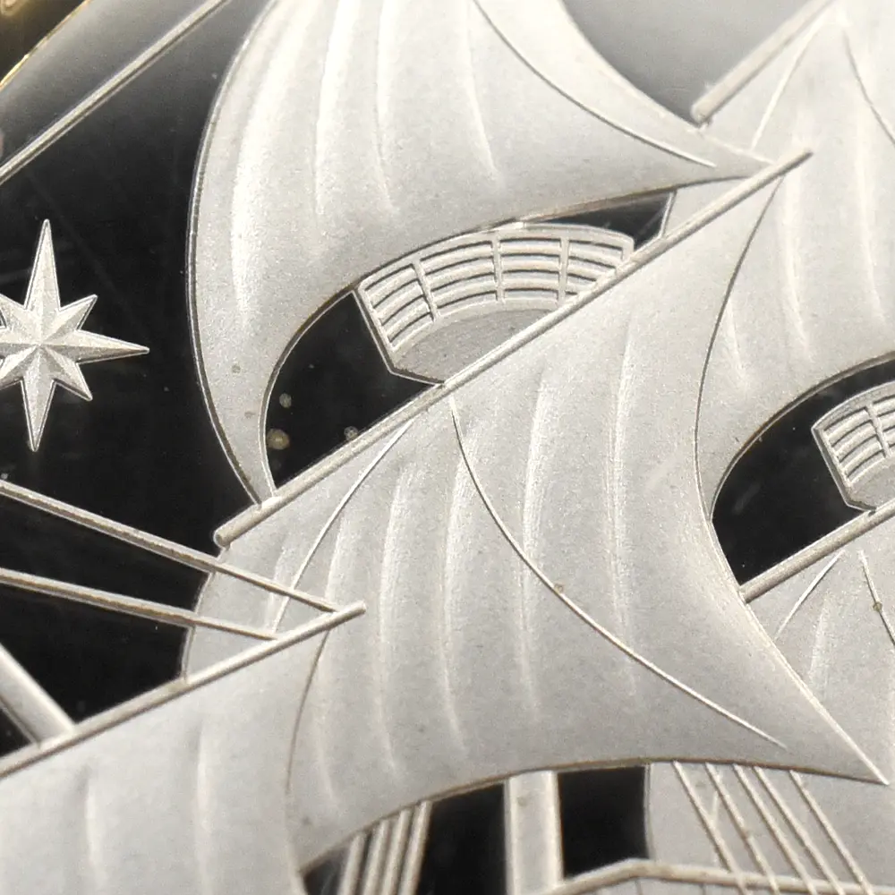 モダンコイン12：6684 2020 エリザベス2世 メイフラワー号出航400周年 2ポンドピエフォー銀貨 金メッキ付 ファーストリリース NGC PF70UC 箱付き