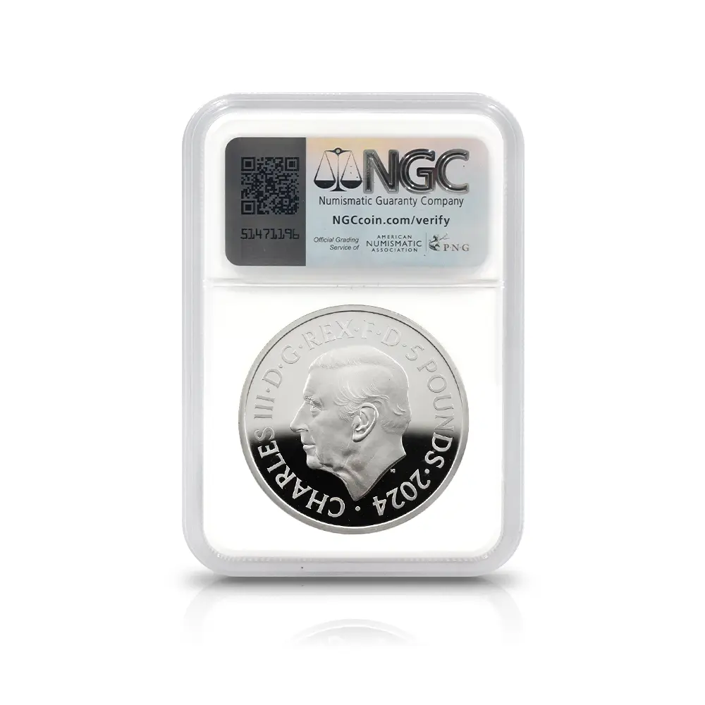 モダンコイン5：6685 2024 チャールズ3世 ワーテルロー・メダル - 連合国代表 5ポンド2オンス銀貨 発行即日鑑定品 NGC PF70UC