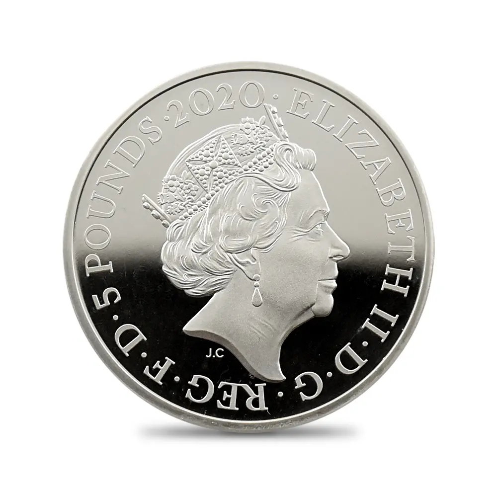 モダンコイン3：6681 イギリス 2020 エリザベス2世 スリーグレーセス 5ポンド2オンス銀貨 PCGS PR70DC 箱付き