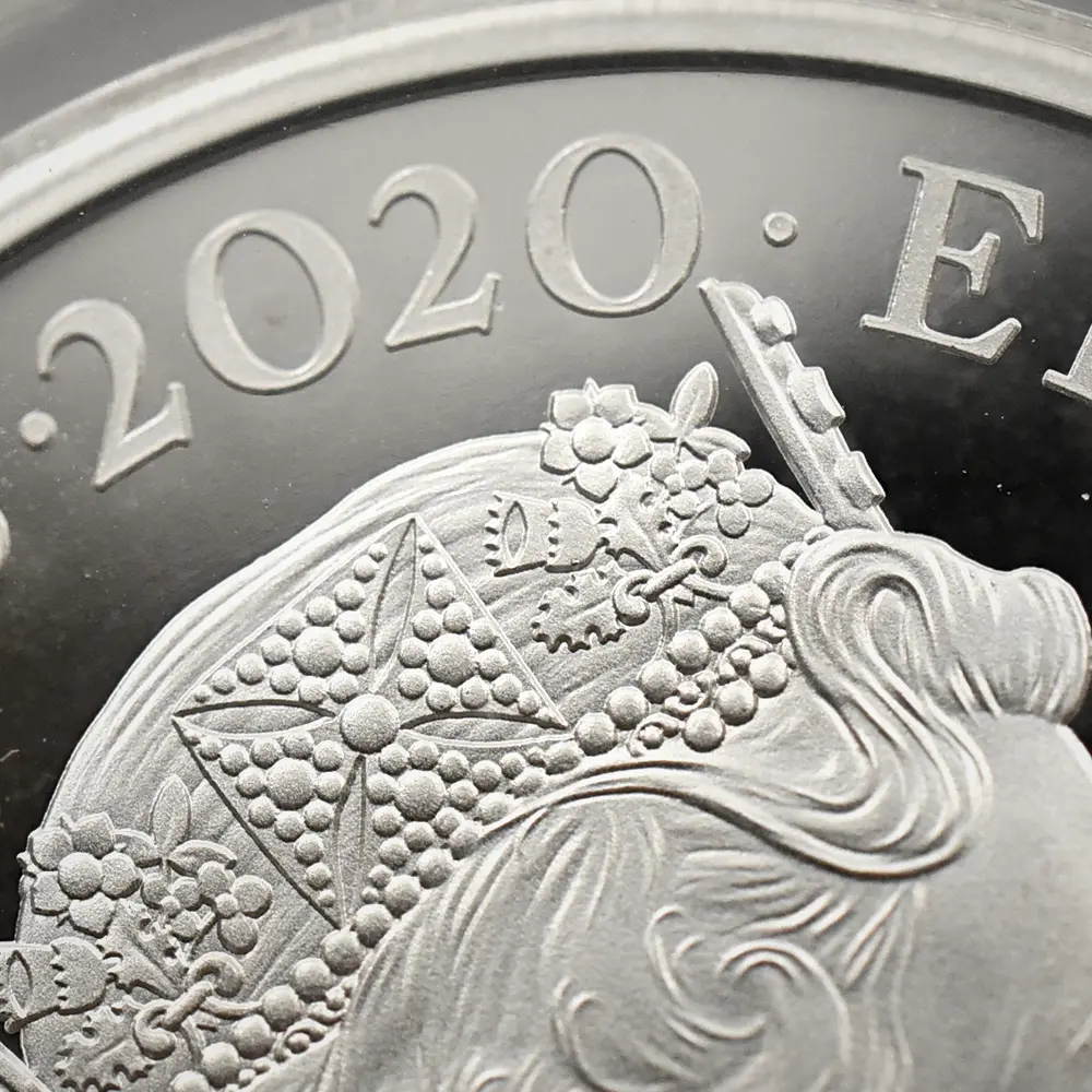 モダンコイン12：6681 イギリス 2020 エリザベス2世 スリーグレーセス 5ポンド2オンス銀貨 PCGS PR70DC 箱付き