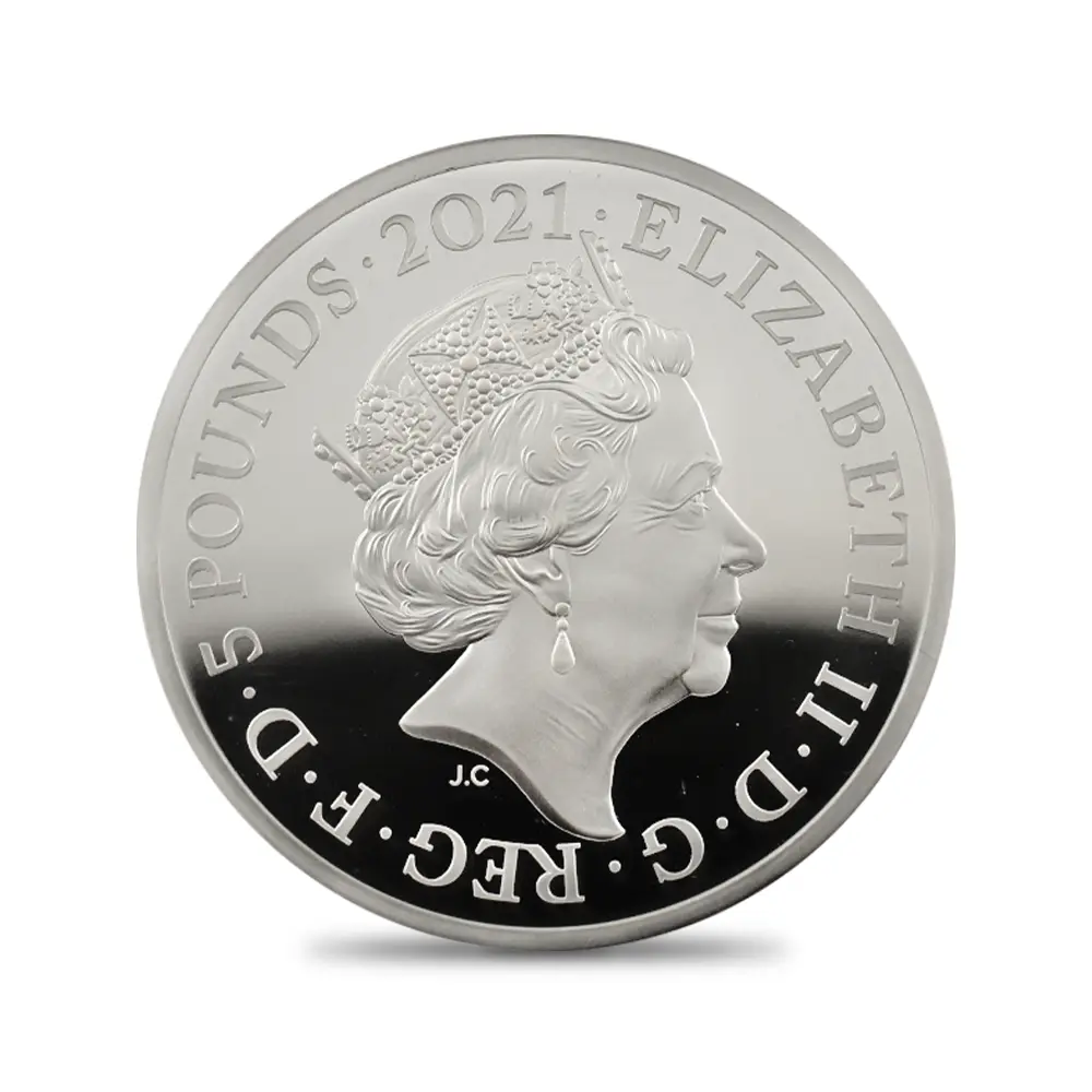 モダンコイン5：6691 2021 エリザベス2世 ゴチッククラウン 5ポンド2オンス銀貨 2枚セット ファーストリリース NGC PF70UC