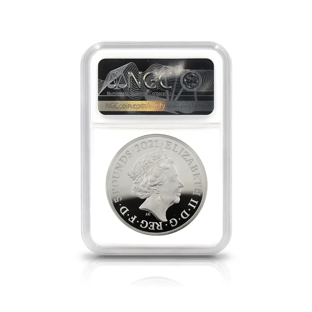 モダンコイン9：6691 2021 エリザベス2世 ゴチッククラウン 5ポンド2オンス銀貨 2枚セット ファーストリリース NGC PF70UC